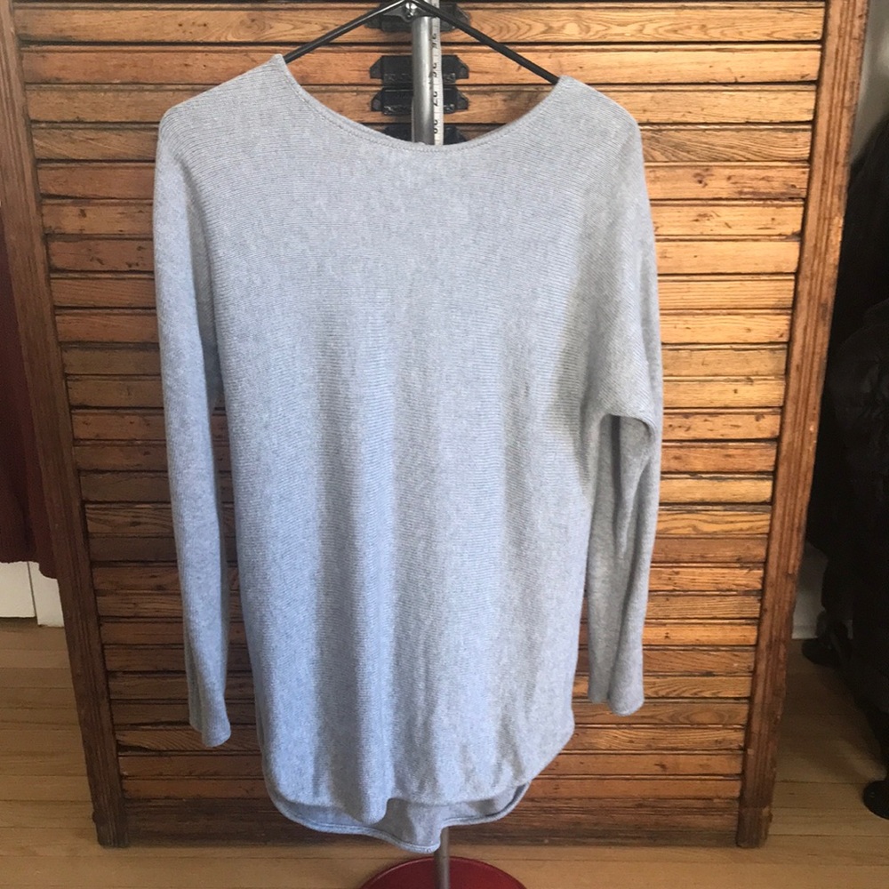 Michael Kors Grey Crewneck Tunic Sweater Zipper Back